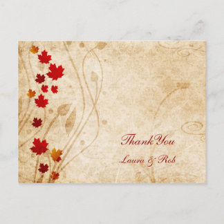 fall autumn brown wedding Thank You Postcard