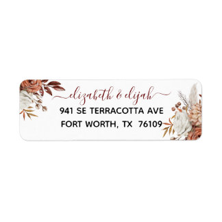 Fall Autumn Burgundy Watercolor Floral Wedding Label