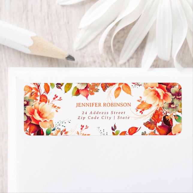 Fall Autumn Chic Watercolor Floral Birthday Party  Label (Insitu)