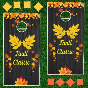 Fall Autumn Classic Orange Yellow Red leaf Custom Cornhole Set