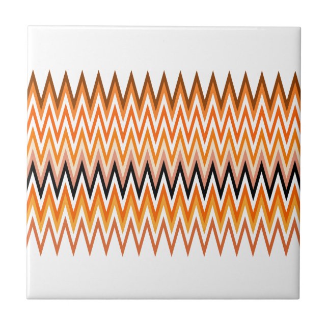 Fall Autumn Color Chevron Pattern Ceramic Tile (Front)
