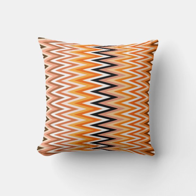 Fall Autumn Color Chevron Pattern Throw Pillow (Front)