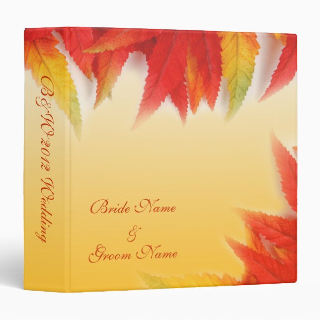 Fall, autumn color leaves wedding binder (Front/Spine)