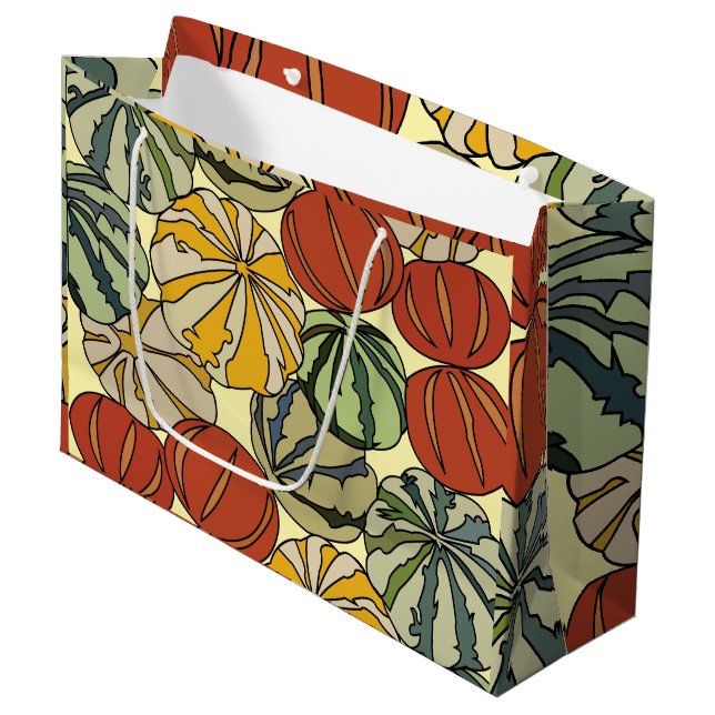 Fall Autumn Colorful Pumpkins Large Gift Bag (Front Angled)