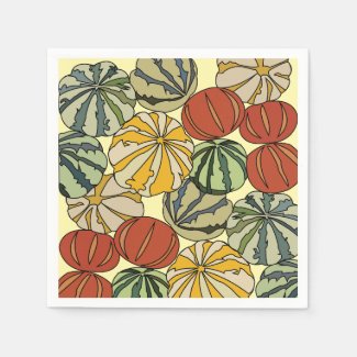 Fall Autumn Colorful Pumpkins Party Napkins