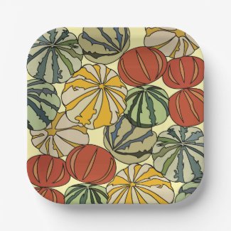 Fall Autumn Colorful Pumpkins Party Paper Plates