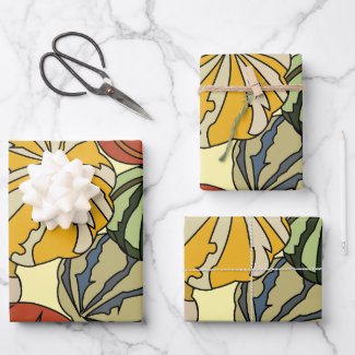 Fall Autumn Colorful Pumpkins Wrapping Paper Sheets