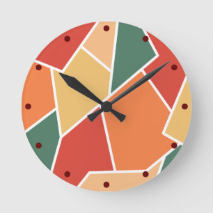 Fall Autumn Colors Geometric Wall Art Home Decor Round Clock