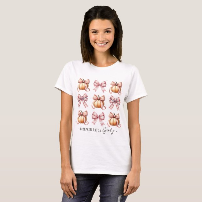 Fall Autumn Coquette Pumpkin T-Shirt (Front Full)