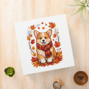 Fall Autumn Corgi Dog Cozy 3 Ring Binder