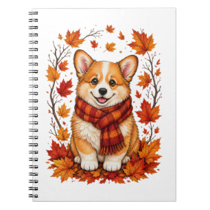 Fall Autumn Corgi Dog Cozy Notebook