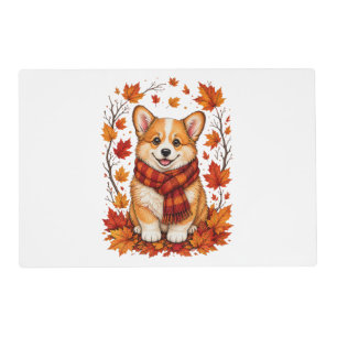 Fall Autumn Corgi Dog Cozy Placemat