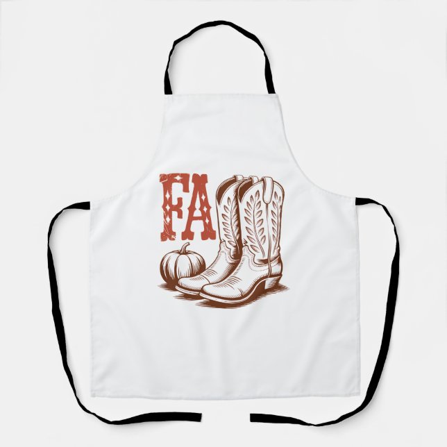 Fall Autumn Cowgirl Pumpkin Apron (Front)
