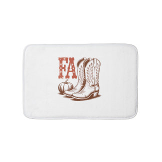 Fall Autumn Cowgirl Pumpkin Bath Mat