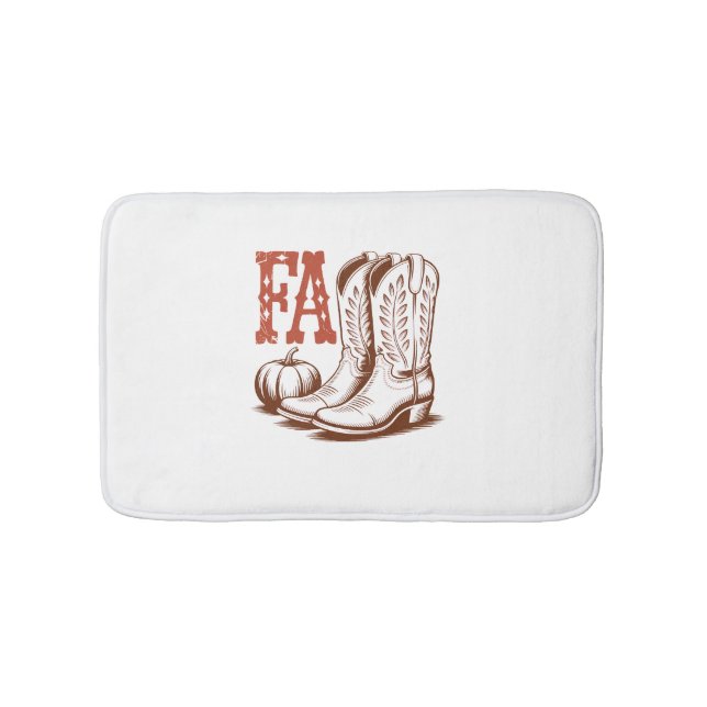 Fall Autumn Cowgirl Pumpkin Bath Mat (Front)