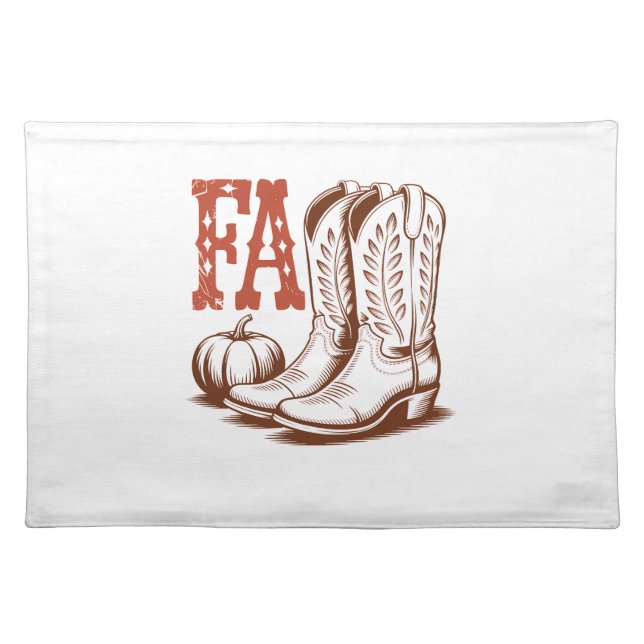 Fall Autumn Cowgirl Pumpkin Cloth Placemat (Front)