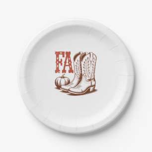 Fall Autumn Cowgirl Pumpkin Paper Plates