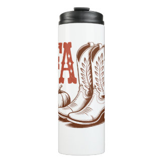 Fall Autumn Cowgirl Pumpkin Thermal Tumbler
