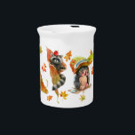 Fall Autumn Cute Animals Clipart Beverage Pitcher<br><div class="desc">Cute watercolor features autumn leaves and wild animals. 
Cozy day moments for animals covered with a leaf of a tree - raccoon,  fox,  cat,  and hedgehog.
Hand-painted watercolor sketches give a lively look for a relaxing day!</div>