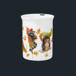 Fall Autumn Cute Animals Clipart Beverage Pitcher<br><div class="desc">Cute watercolor features autumn leaves and wild animals. 
Cozy day moments for animals covered with a leaf of a tree - raccoon,  fox,  cat,  and hedgehog.
Hand-painted watercolor sketches give a lively look for a relaxing day!</div>