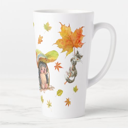 Fall Autumn Cute Animals Clipart Latte Mug