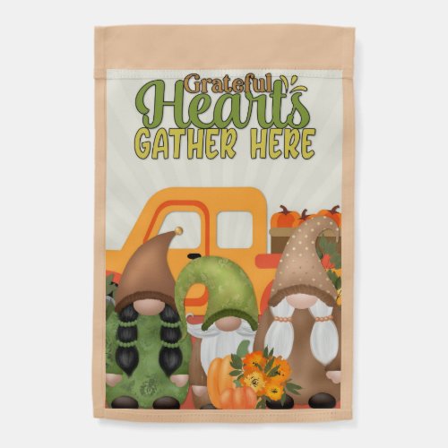 Fall Autumn Cute Grateful Gnome Garden Flag