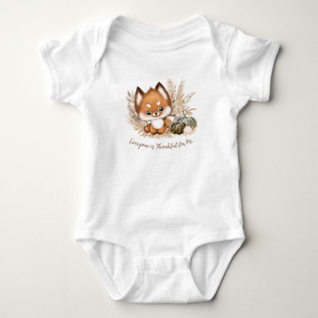 Fall Autumn Cute Little Baby Fox Baby Bodysuit (Front)