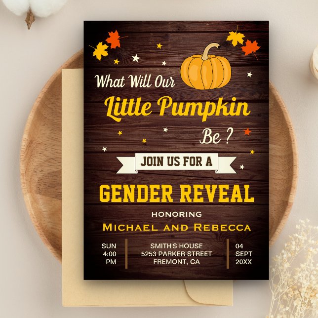 Fall Autumn Cute Little Pumpkin Gender Reveal Invitation (Creator Uploaded)