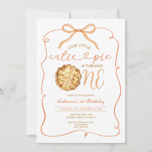 Fall Autumn Cutie Pie Fall Gingham 1st Birthday Invitation