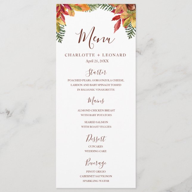 Fall Autumn Dinner Menu template (Front)