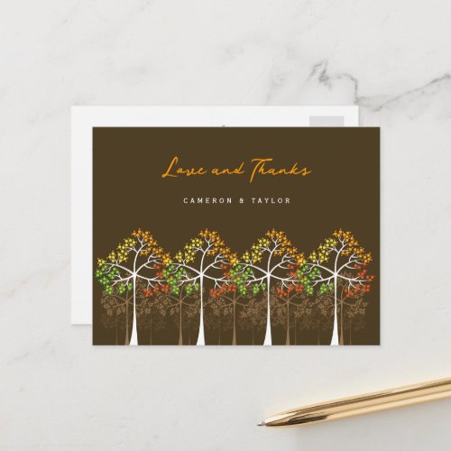 Fall Autumn Dots Trees Modern Photo Love  Thanks Postcard