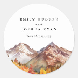 Fall Autumn Elegant Wedding Classic Round Sticker