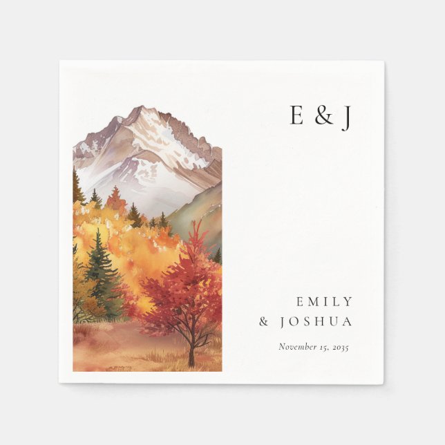 Fall Autumn Elegant Wedding Napkins (Front)