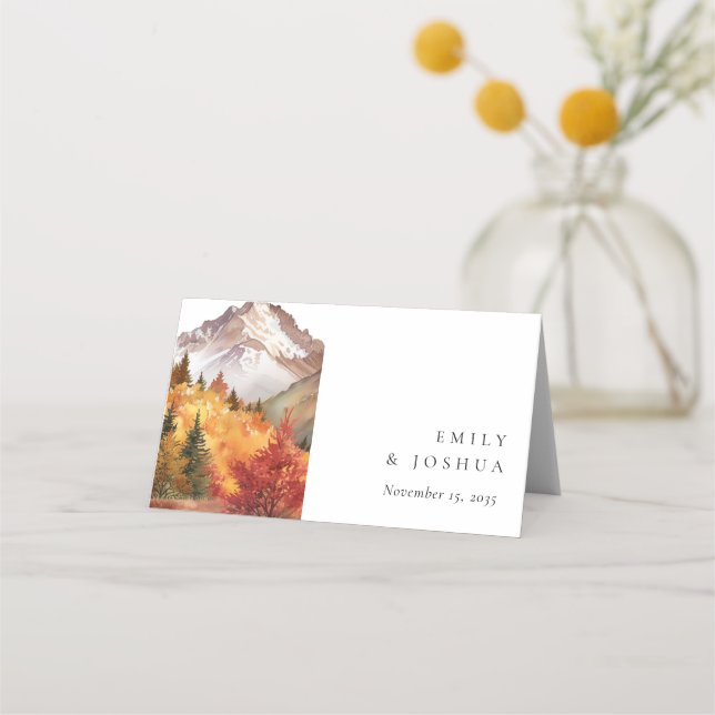Fall Autumn Elegant Wedding Place Card (Front)