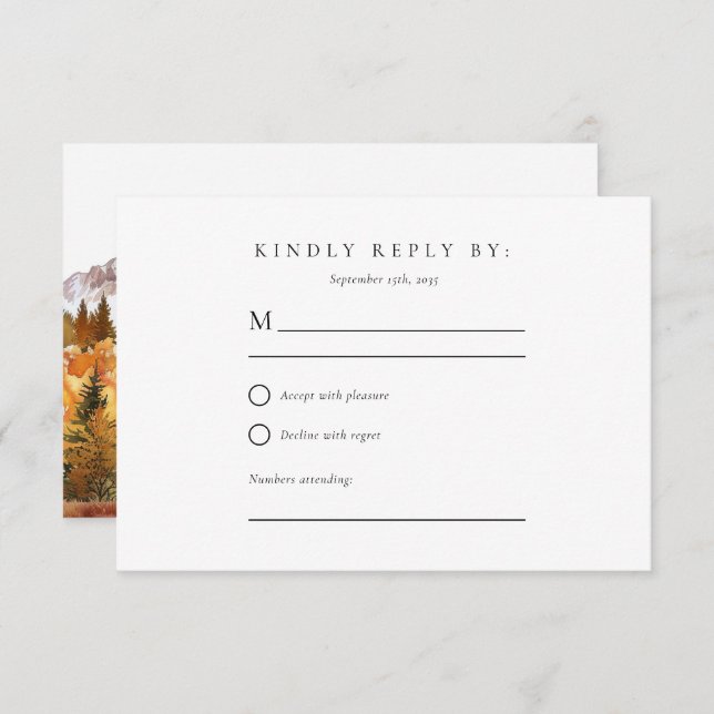 Fall Autumn Elegant Wedding RSVP (Front/Back)