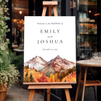 Fall Autumn Elegant Wedding Welcome Sign