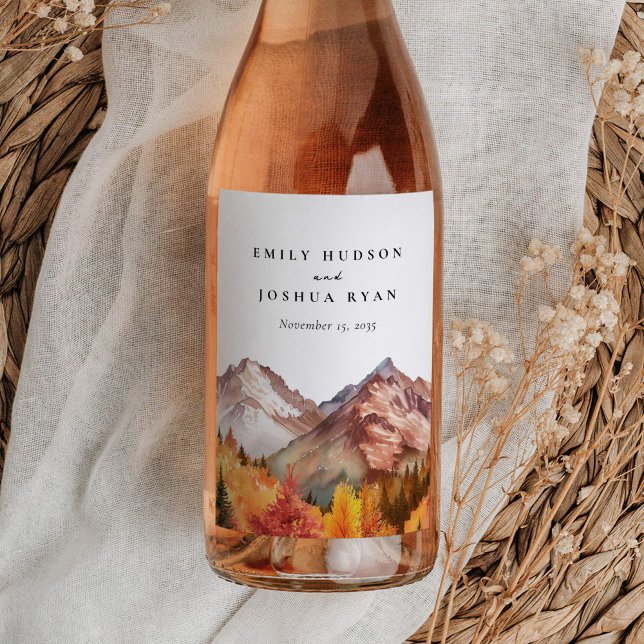 Fall Autumn Elegant Wedding Wine Label (Creator Uploaded)