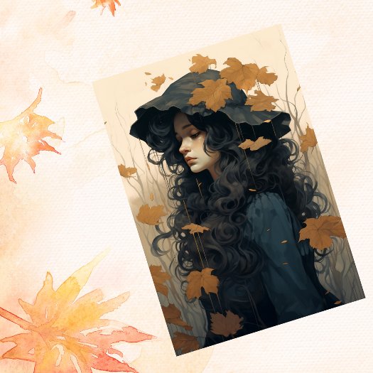 Fall Autumn Falling Maple Leaves Lovely Girl 
