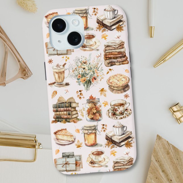 Fall Autumn Favorite Essential Aesthetic Pattern Case-Mate iPhone Case (Close up)