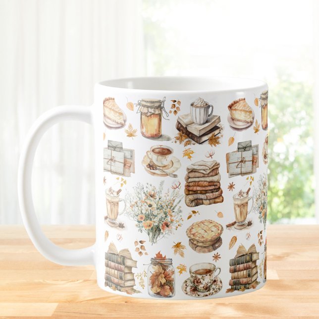 Fall Autumn Favorite Essential Aesthetic Pattern Coffee Mug (In situ)
