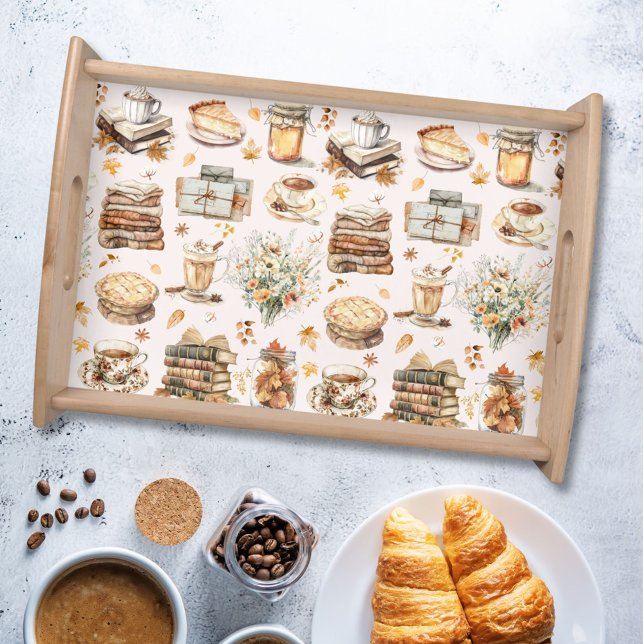 Fall Autumn Favorite Essential Aesthetic Pattern Serving Tray (In situ)