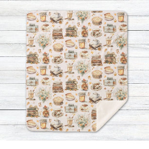 Fall Autumn Favorite Essential Aesthetic Pattern Sherpa Blanket