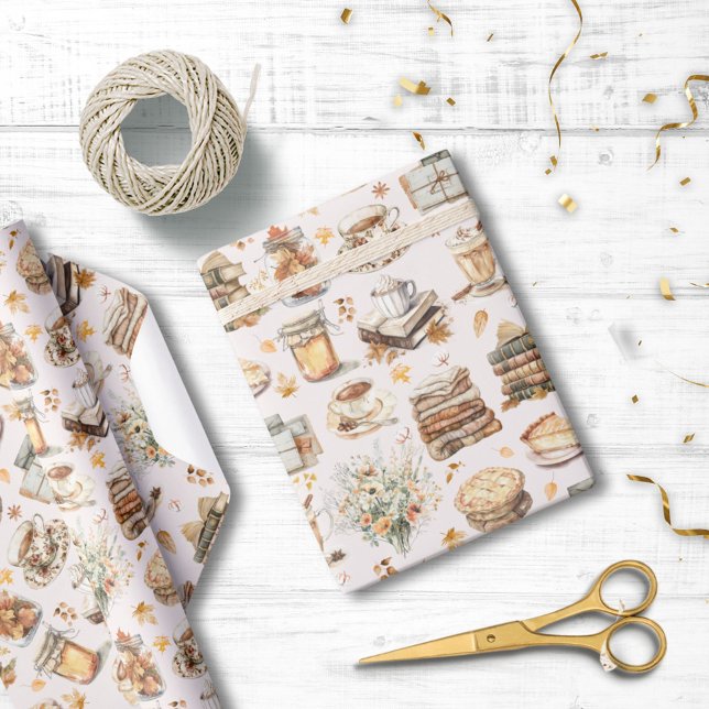 Fall Autumn Favorite Essential Aesthetic Pattern Wrapping Paper (In situ)