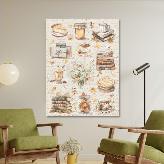 Fall Autumn Favorites Essentials Aesthetic Canvas Print (In situ)