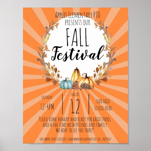 fall autumn festival PTO PTA fundraising Poster