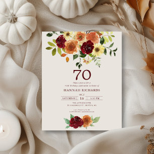 Fall   Autumn Floral 70th Birthday Invitation