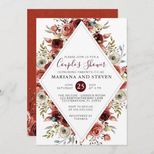 Fall Autumn Floral Baby Shower Invitation