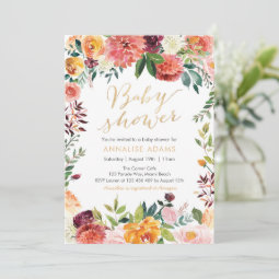Fall Autumn Floral Baby Shower invitation | Zazzle