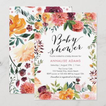 Fall Autumn Floral Baby Shower invitation | Zazzle