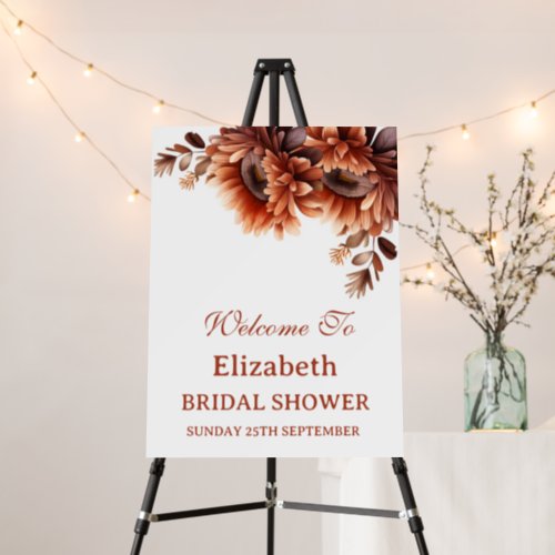 Fall Autumn Floral Bridal Shower Welcome Sign